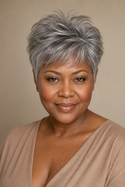 25 Flattering Short Haircuts for Women Over 50 Round Faces 23 Textured gray pixie with volume — adding body to short hair for women over 50