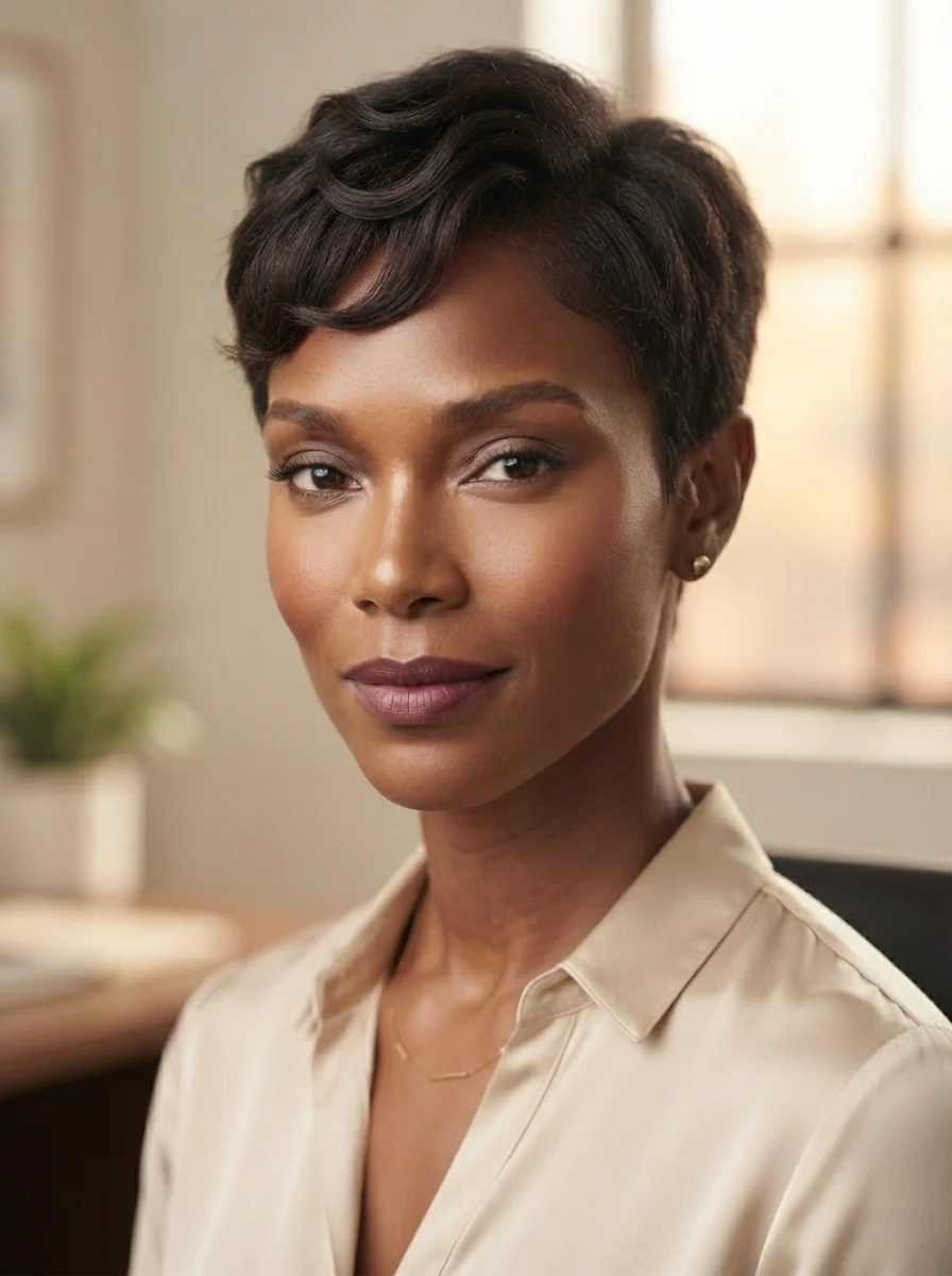 20 Finger Wave Hairstyles for Black Women With Short Hair 12 Textured pixie fringe with single finger wave ridge — office-appropriate short hair style