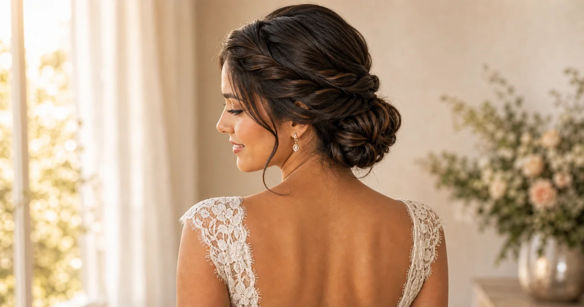 twisted low bun wedding updo