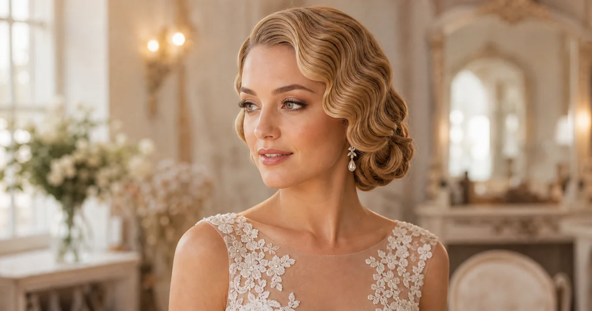 vintage finger-wave wedding updo