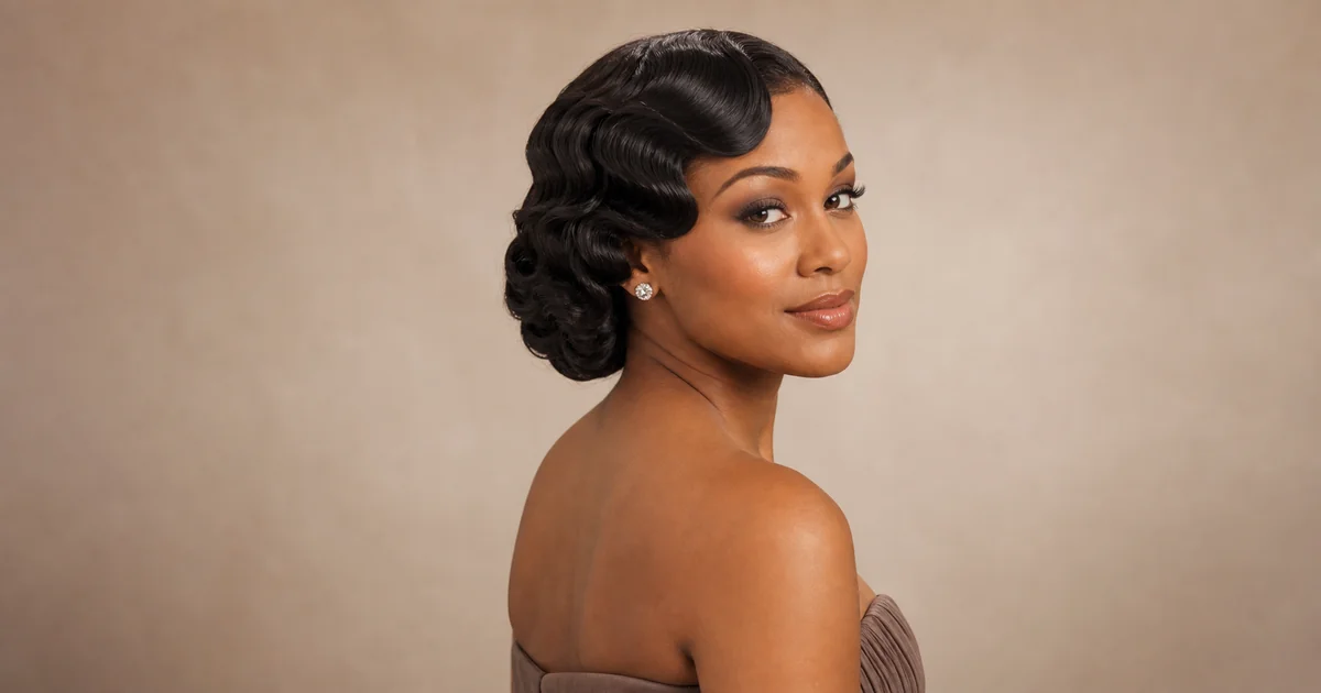 5 Bridesmaid Hairstyles for Strapless and Sweetheart Dresses 7 Vintage-inspired finger waves updo bridesmaid hairstyle for strapless dress