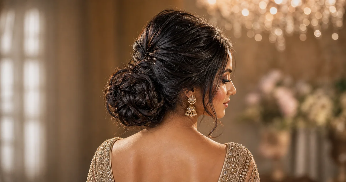 voluminous textured chignon wedding updo