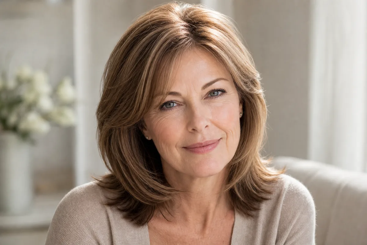 Volumizing layered cut for fine hair medium-length haircut for women over 40
