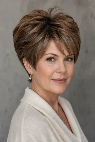 Volumizing pixie haircut for fine thin hair — layered crown technique for fullness