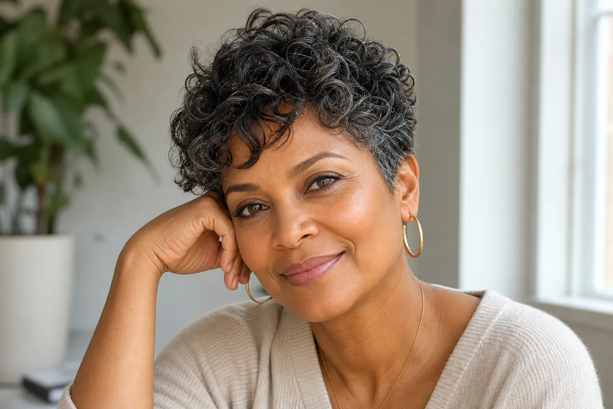 Wash-and-go pixie easy styling low-maintenance haircut for women over 40