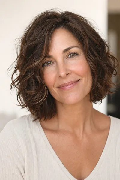 17 Short Haircuts for Women Over 50 With Wavy Hair That Look Effortless 18 wash-and-go wavy bob styled from shower, women over 50
