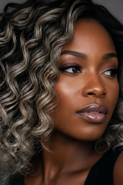 Ash blonde balayage on curly hair — cool-toned dimensional blonde for textured hair