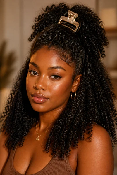 10 Trending Claw Clip Hairstyles Going Viral Right Now 10 Curly coily hair jumbo claw clip half-up style — defined coils with loose volume