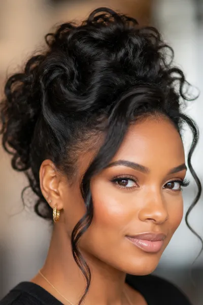Extension-boosted voluminous crown updo — adds drama to fine or shorter hair for prom