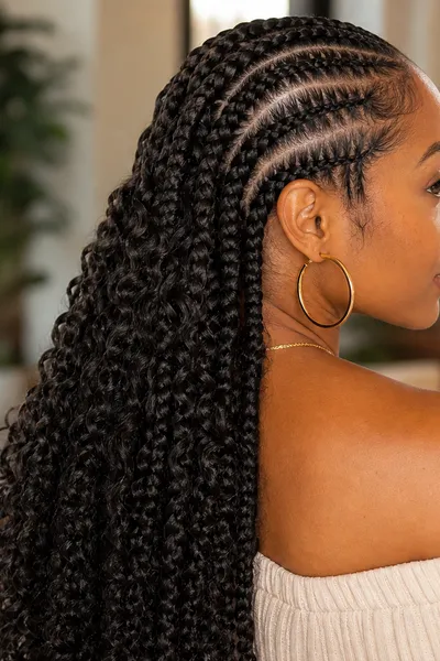 20 Goddess Braids That Make a Statement 9 feed-in goddess braids showing flat tapered cornrow base lying close to scalp