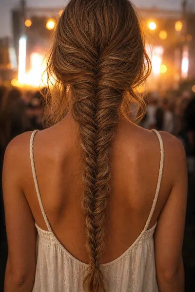 16 Boho Festival Braids for Concert Season 13 fishtail braid detail — boho festival braid for concert season