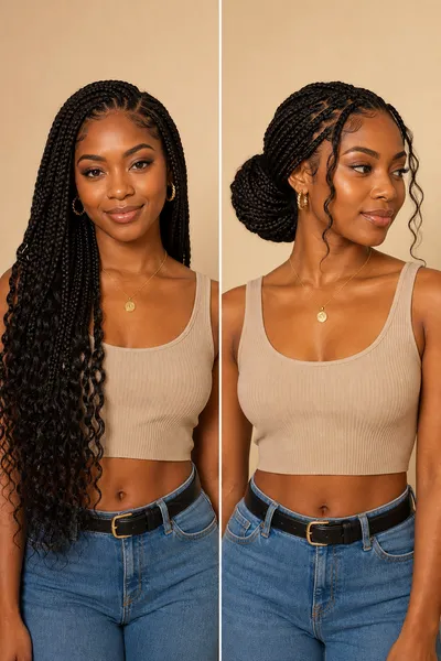 20 Goddess Braids That Make a Statement 24 goddess braids styled two ways — down with loose curls and gathered into a low bun