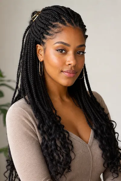 20 Goddess Braids That Make a Statement 16 half-up goddess braids with crown section clipped back creating polished off-the-face look