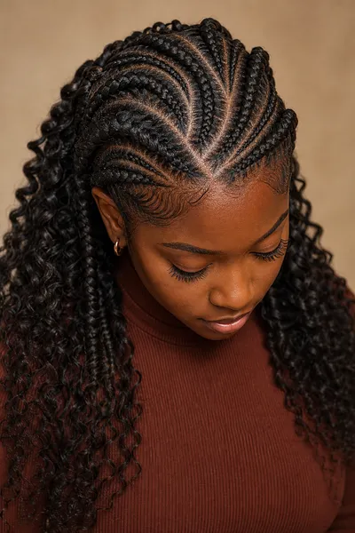 20 Goddess Braids That Make a Statement 10 stitch goddess braids with raised corded parting texture creating sculptural seam detail