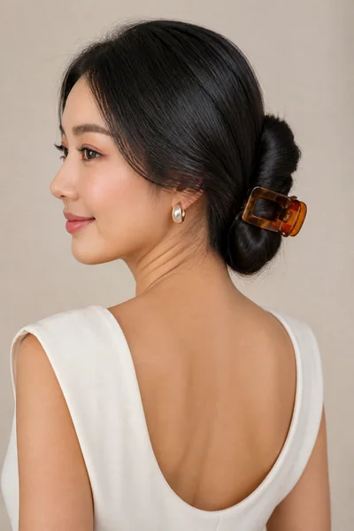 10 Trending Claw Clip Hairstyles Going Viral Right Now 3 Woman styled in a twisted claw clip bun hairstyle