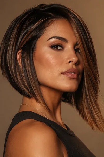 A-line lob haircut shorter in back longer toward front