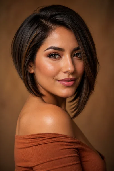 Angled Bob haircut flattering a heart-shaped face