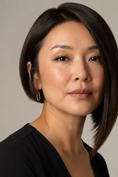 asymmetrical lob haircut with one side shorter than the other