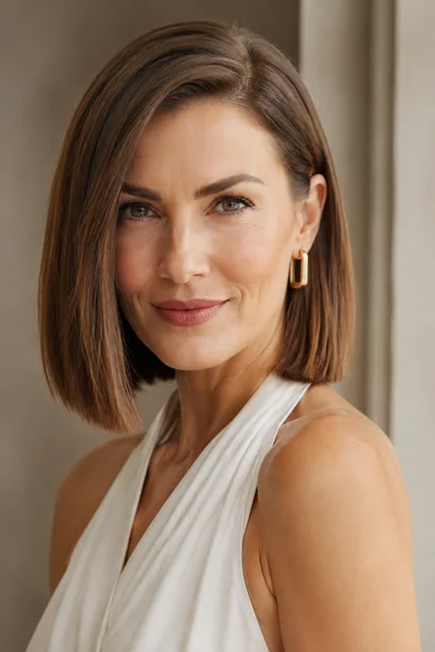 Blunt Long Cut With a Deep Side Part haircut flattering a heart-shaped face