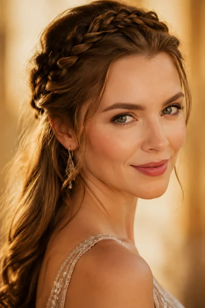 Braided Half-Up haircut flattering a heart-shaped face