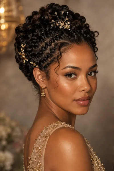 Wash-and-go with gold hair pins, one of these homecoming hair ideas for curly and textured hair