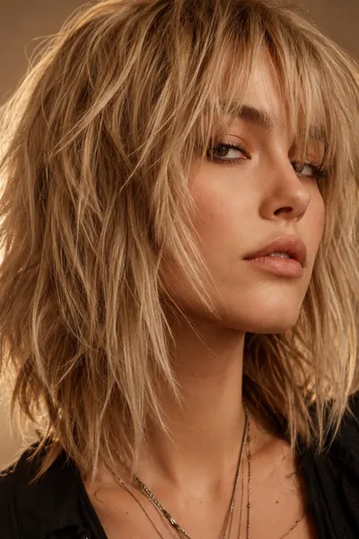 choppy lob haircut with heavy texturizing and disconnected ends