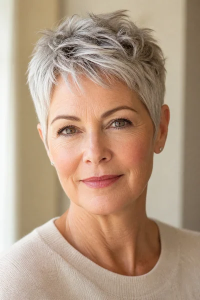 30 Flattering Hairstyles for Women Over 60 You Will Love 3 Classic pixie haircut for women over 60 — short textured gray cut with crown height