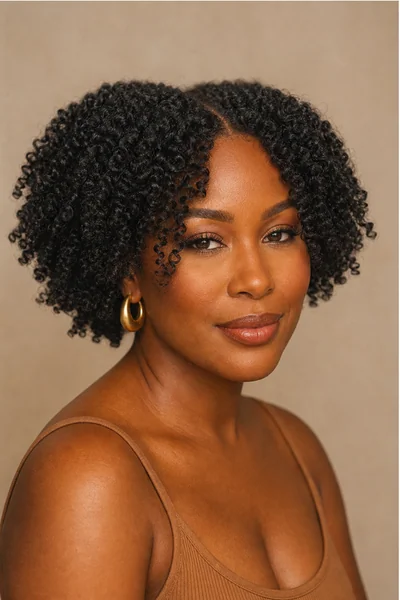Coily Bob With Face-Framing Pieces haircut flattering a heart-shaped face