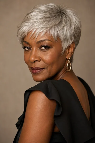 30 Flattering Hairstyles for Women Over 60 You Will Love 9 Gray pixie crop for women over 60 with silver hair — bright textured short cut