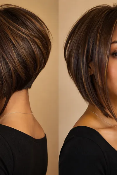 inverted lob haircut with shorter stacked back and longer front pieces