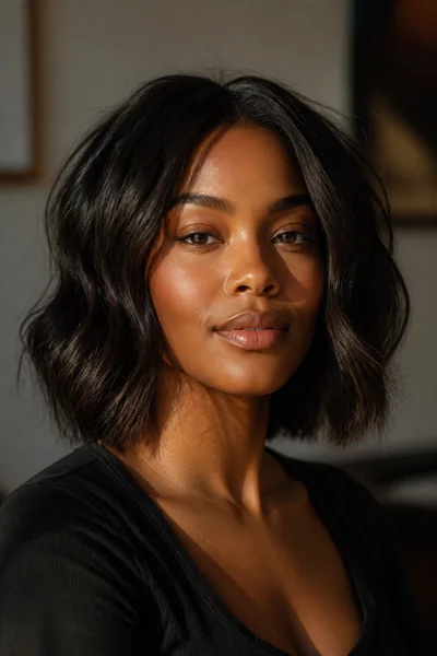 Layered Bob haircut flattering a heart-shaped face