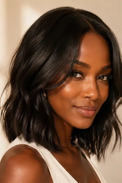 lob haircut with face-framing layers around the cheekbones