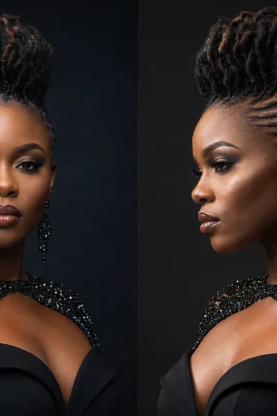 Loc mohawk or faux hawk hairstyle, bold editorial statement style for special events