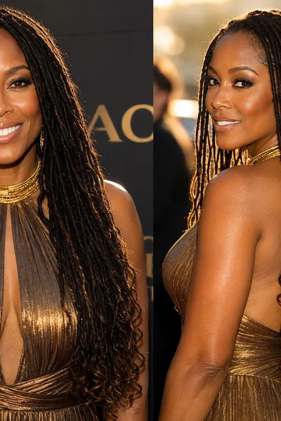 Long locs worn down with curled ends hairstyle, dramatic statement style for special occasions