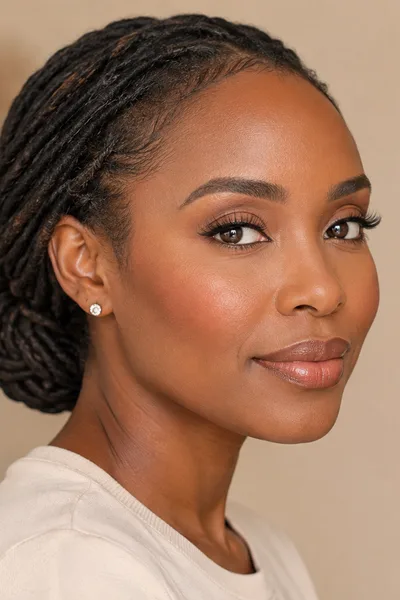 Low bun loc hairstyle for work and everyday wear, mature locs styled neatly at nape