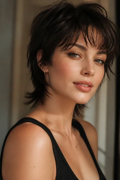 Short Shag With Fringe haircut flattering a heart-shaped face