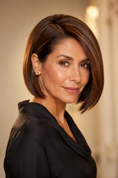 Sleek bob with a deep side part, one of these homecoming hair ideas for short hair