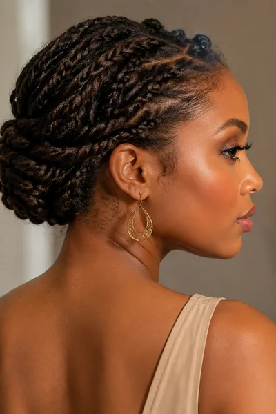 Two-strand twist updo for locs, protective style to extend retwist schedule