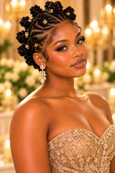 30 Braided Prom Hairstyles 2026 That Will Turn Every Head 28 Bantu knots with mini braid crown — braided prom hairstyle 2026 for natural 4c coily hair