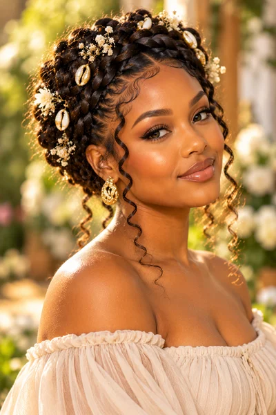 braided crown goddess braids with full halo braid wrapped around the head